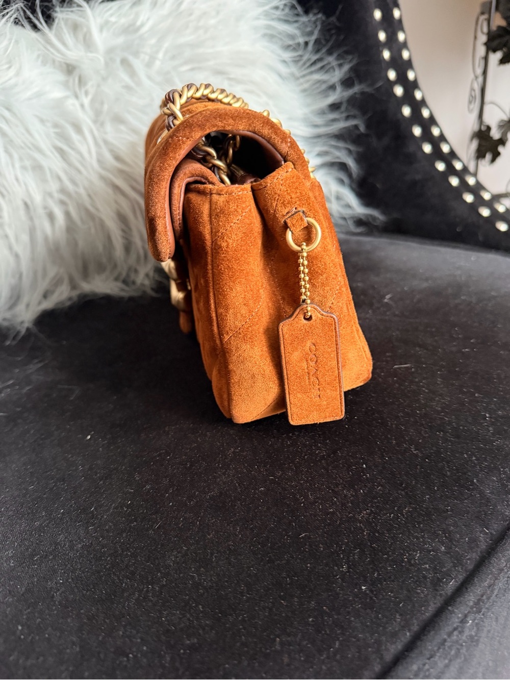 Coach Tabby 26 Shoulder Bag, Quilted Suede in Warm Brown with Gold Hardware - Picture 2 of 10